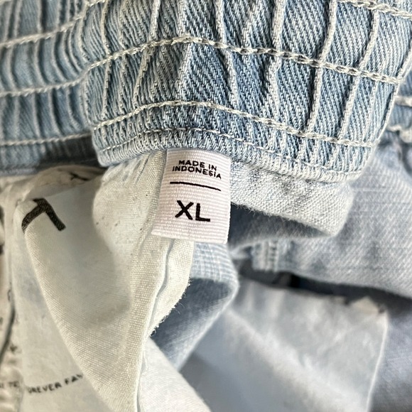 Ann Taylor LOFT Crop Denim Pants Womens XL Light Blue Wash Cotton Linen - Picture 8 of 8